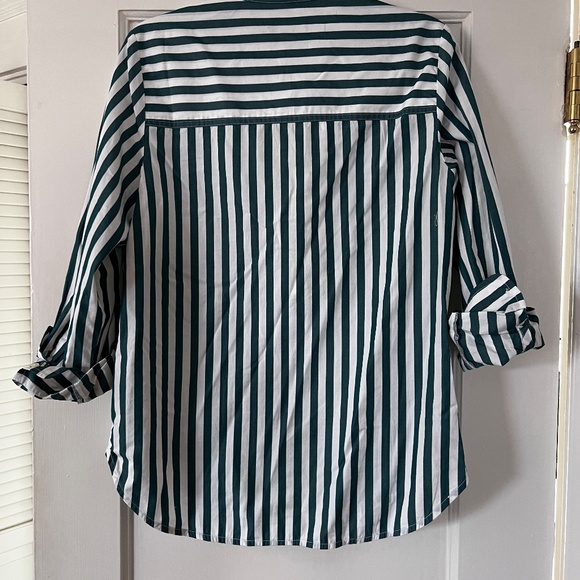 J. Crew Green and White Striped Button Down Shirt - Picture 4 of 4